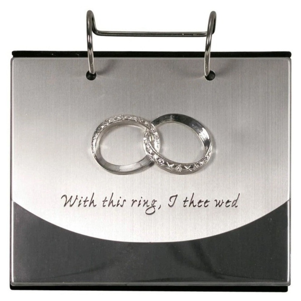 New Silver 4x6 Flip Album "With this ring, I thee wed" Malden Intern. Designs